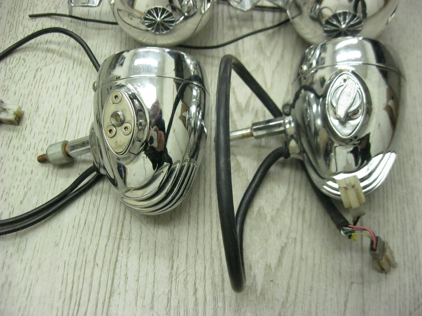 Misc Chrome Motorcycle Speakers for Parts Untested Some Wiring -6pcs