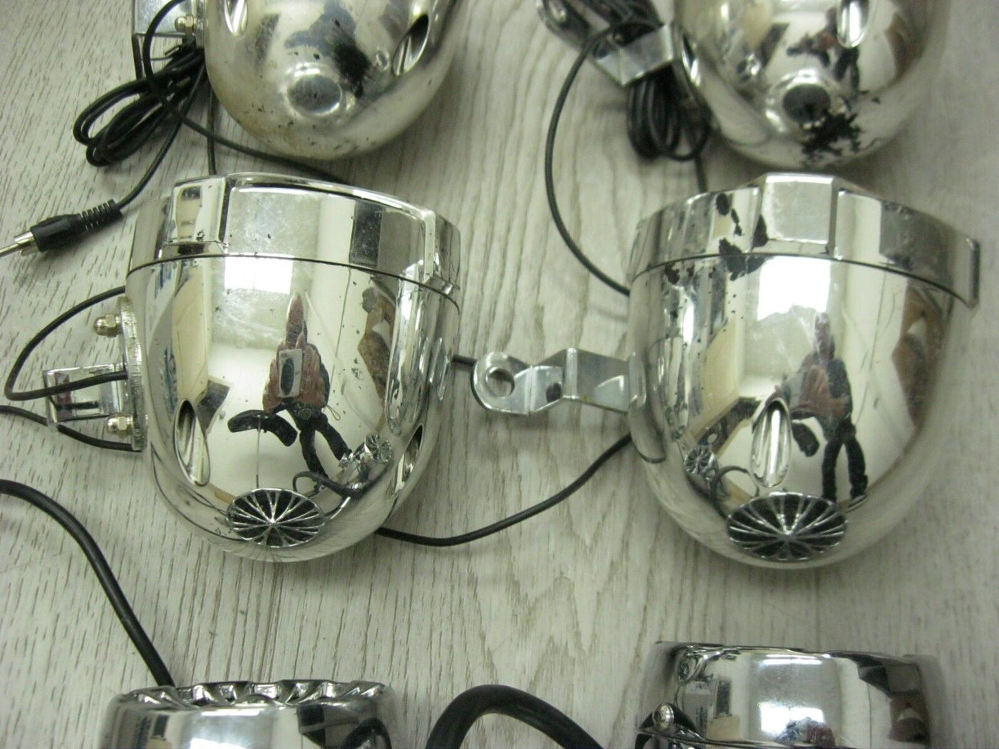 Misc Chrome Motorcycle Speakers for Parts Untested Some Wiring -6pcs