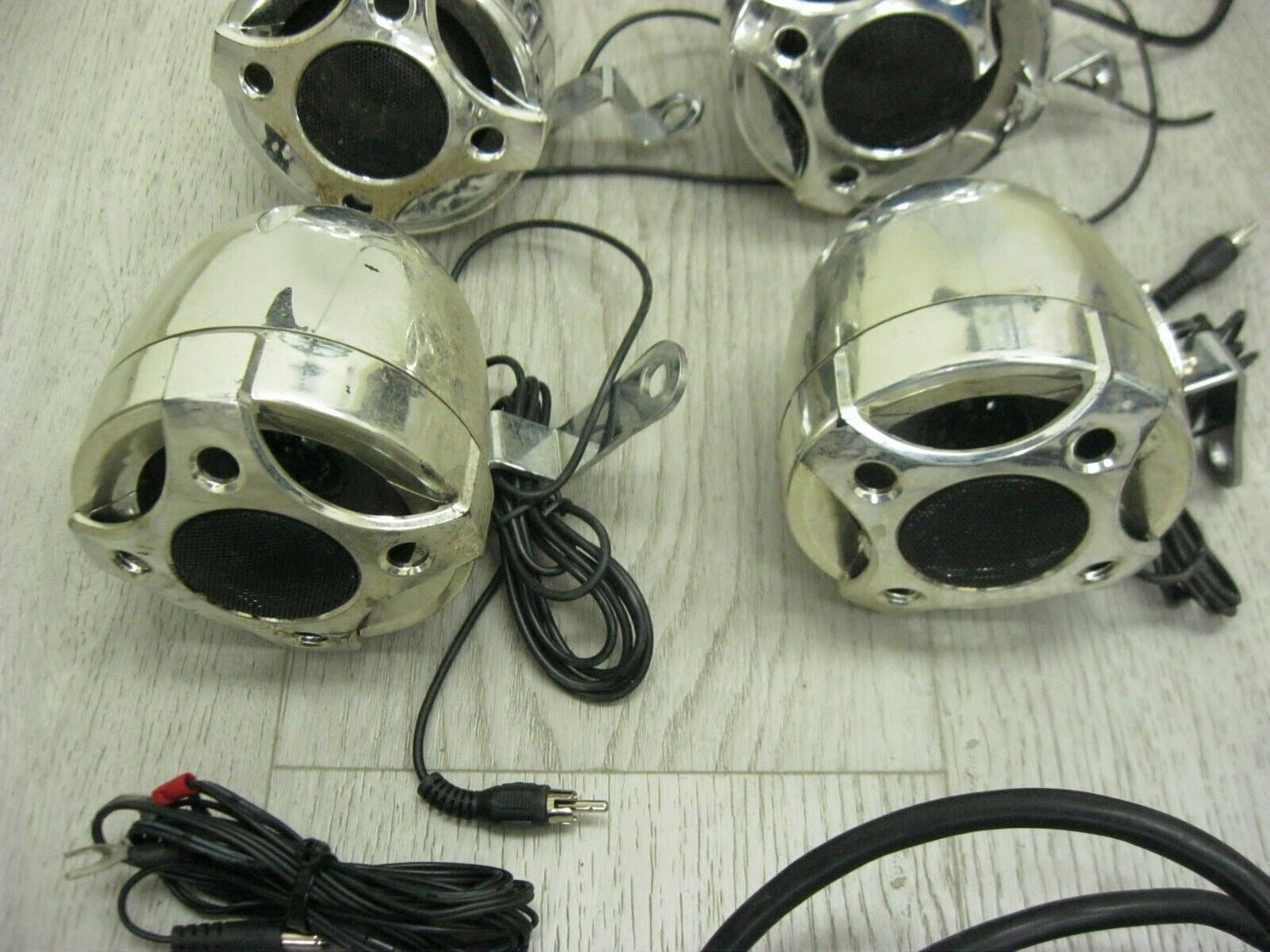 Misc Chrome Motorcycle Speakers for Parts Untested Some Wiring -6pcs