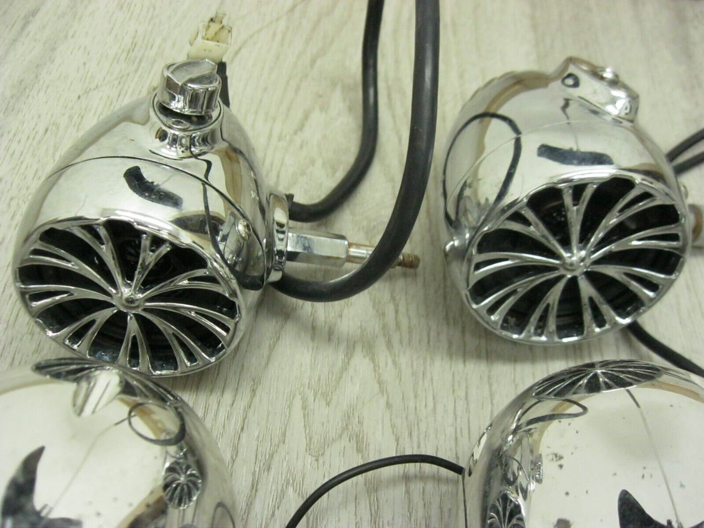 Misc Chrome Motorcycle Speakers for Parts Untested Some Wiring -6pcs