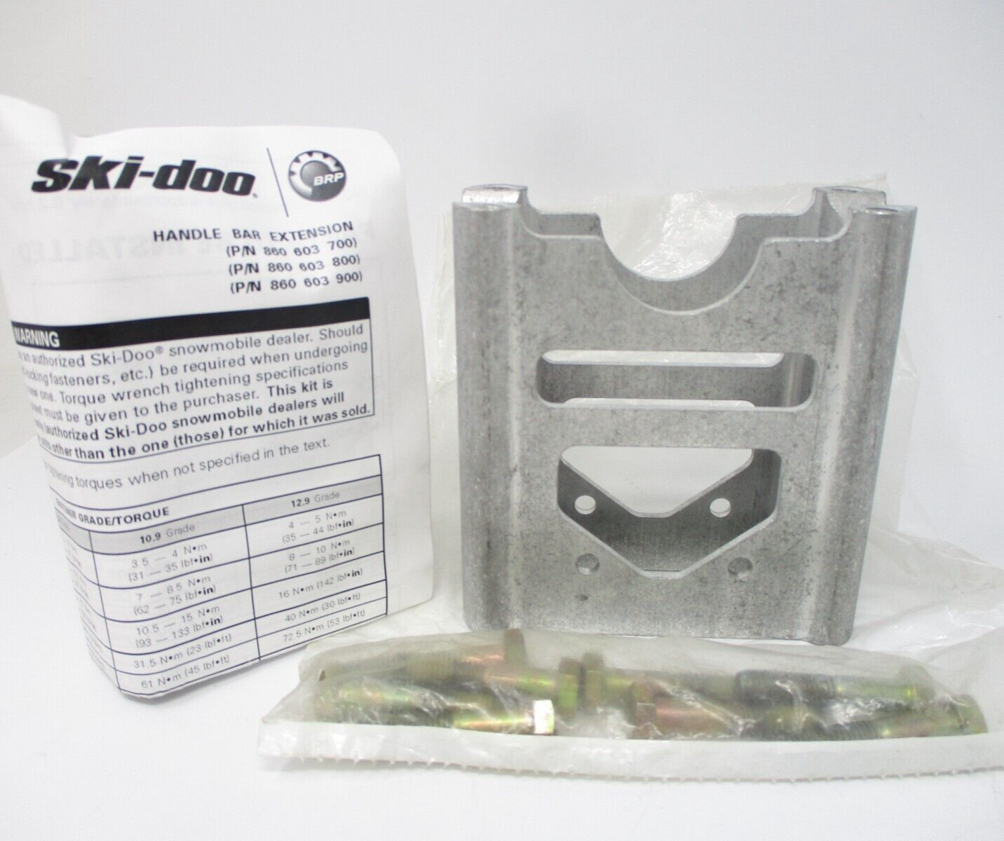 08-12 OEM Ski Doo Handlebar Extension Riser Kit 4.5'' 860603900 Skandic SWT LMS