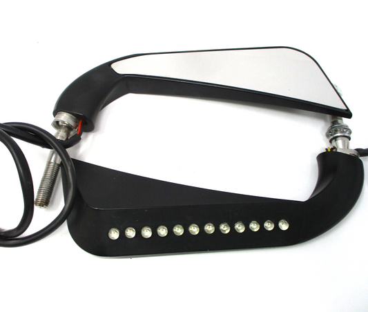Motorcycle Rearview Mirror w/LED Turn Signal Light Fit Harley Dyna Fatboy Softai