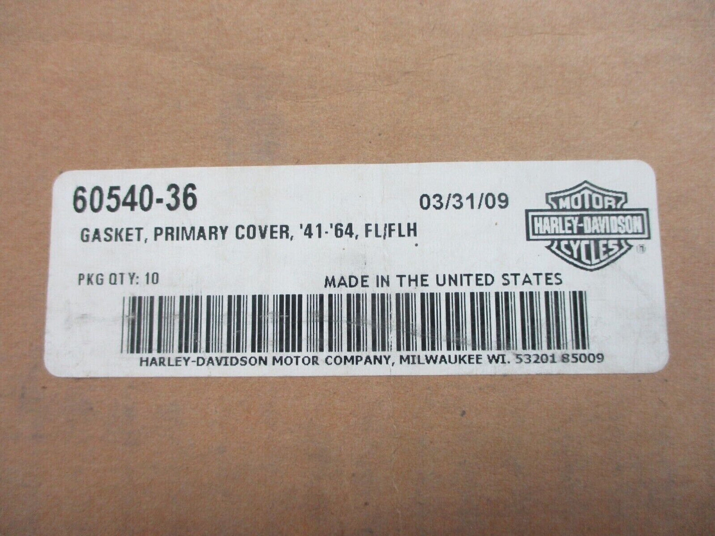 36-64 Panhead PRIMARY COVER GASKET 60540-36 Made in U.S.A. Knucklehead 49inch