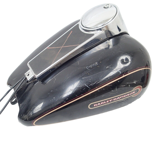 98-02 FLHT ELECTRA GLIDE FUEL TANK VIVID BLACK GOLD&BURGUNDY STRIPE 61019-98DR