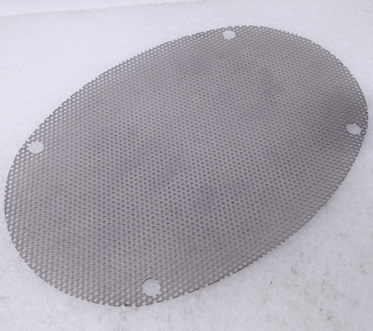 SINGLE  10"x6" Motorcycle Speaker SILVER Steel Mesh Grill Harley Audio OVAL