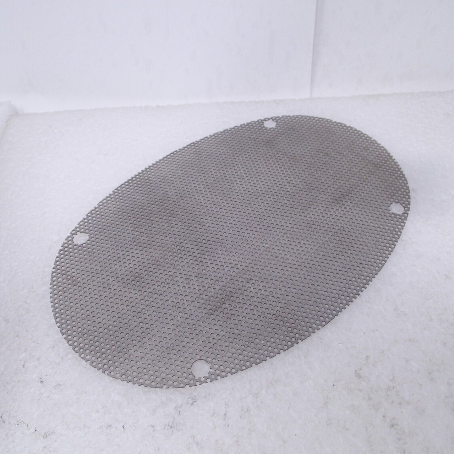 SINGLE  10"x6" Motorcycle Speaker SILVER Steel Mesh Grill Harley Audio OVAL