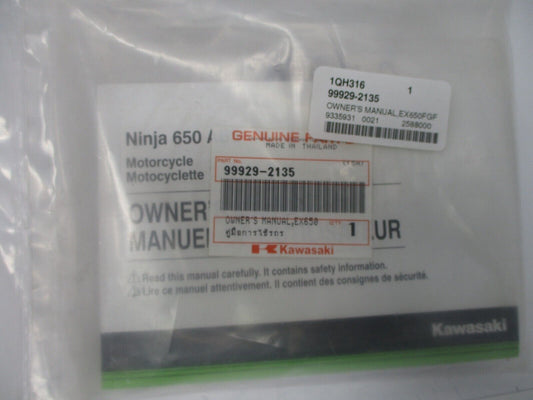 Kawasaki Ninja 650 Owners Manual 999292135