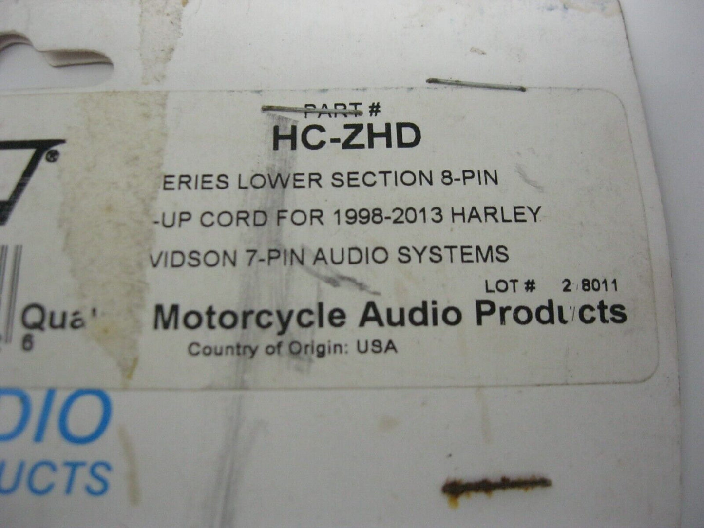 J & M Z-Series Lower Section Cord for 98-13 Harley 7-Pin Audio System HC-ZHD