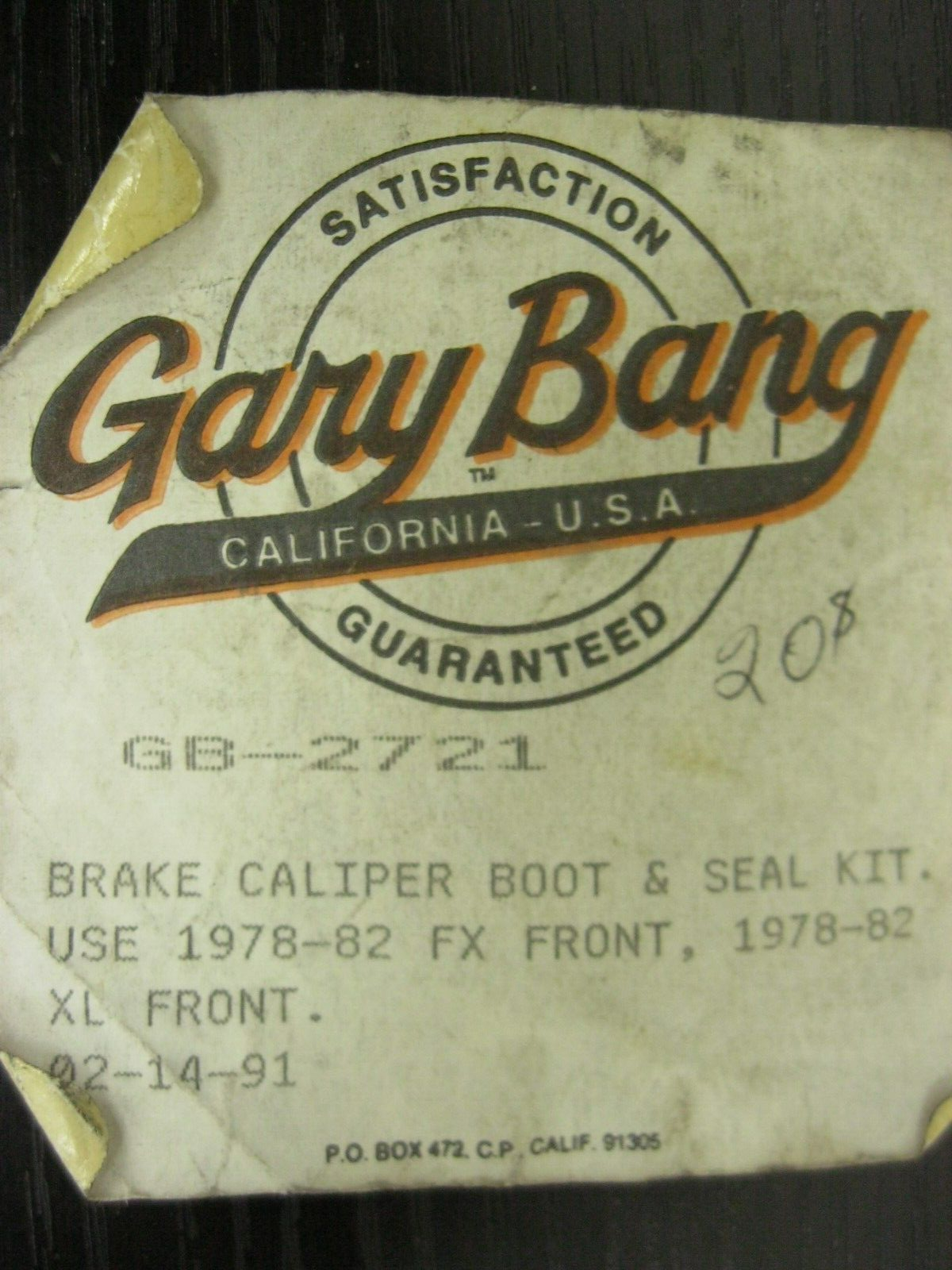 Gary Bang 78-82 XL Front, 78-82 FX Front Caliper Seal Partial Kit GB-2721