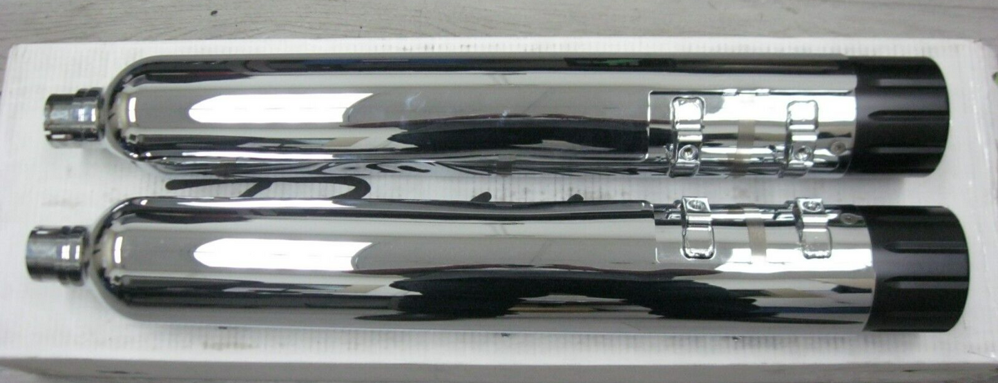 Harley-Davidson CVO 13-16 Touring Chrome Mufflers 64900198/9 & End Caps 65100059