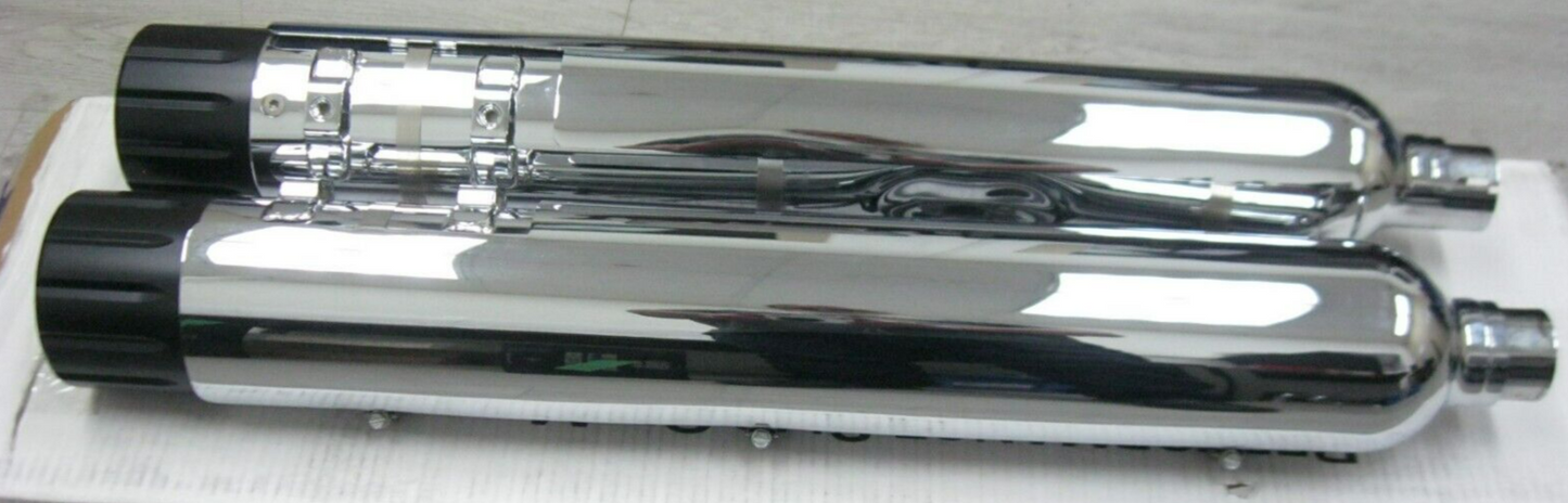 Harley-Davidson CVO 13-16 Touring Chrome Mufflers 64900198/9 & End Caps 65100059