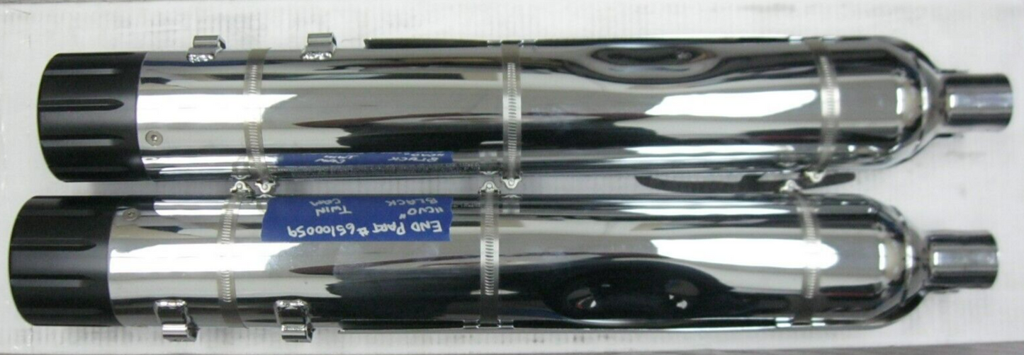 Harley-Davidson CVO 13-16 Touring Chrome Mufflers 64900198/9 & End Caps 65100059