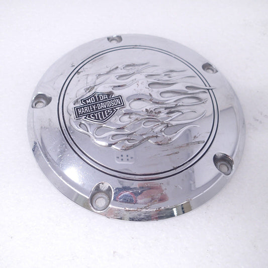 GENUINE HARLEY DAVIDSON Chrome B&S Flames Derby Cover OEM 25700473 USED
