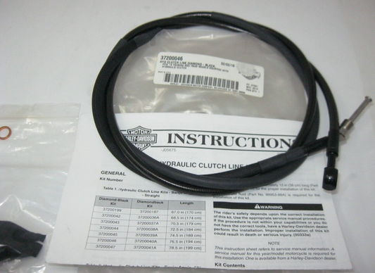 Harley-Davidson OEM 76.5" Black Hydraulic Clutch Line 37200046