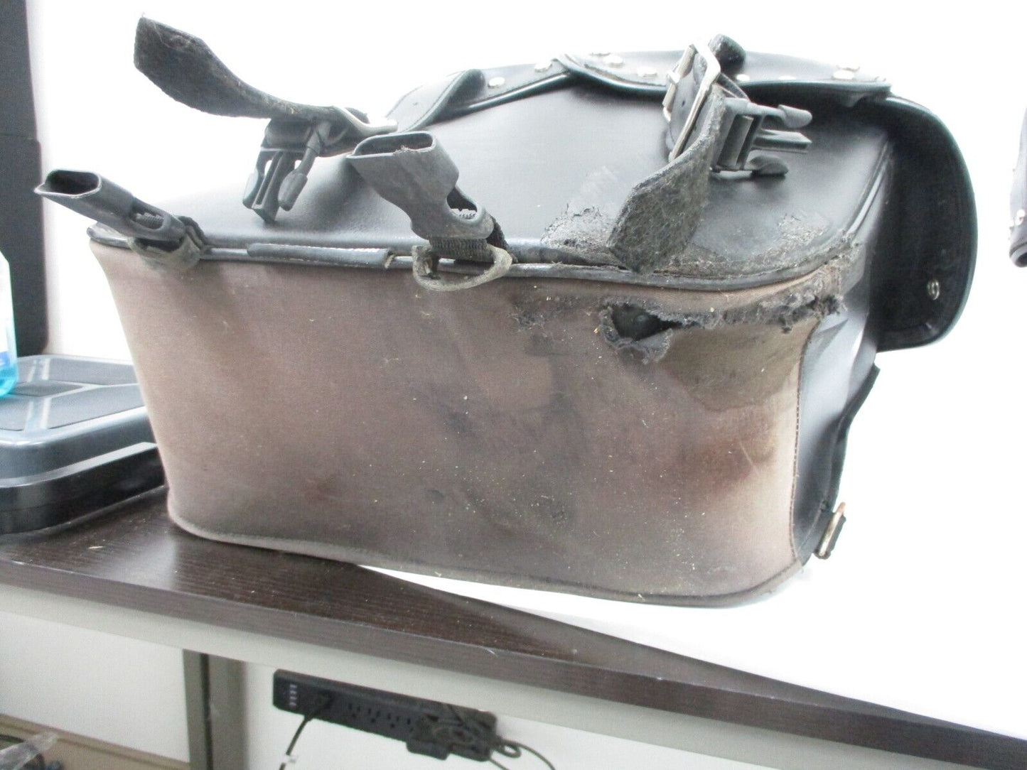 Pair HARLEY DAVIDSON Dyna Leather & Canvas Saddle Touring Saddlebags Multi fit