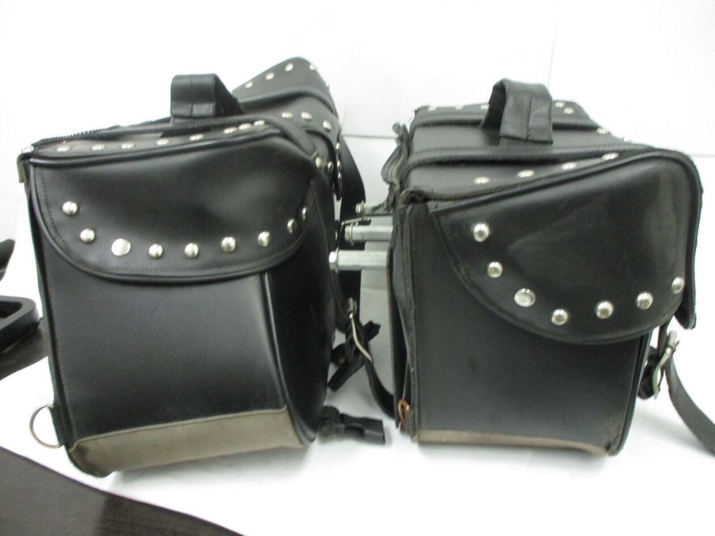 Pair HARLEY DAVIDSON Dyna Leather & Canvas Saddle Touring Saddlebags Multi fit