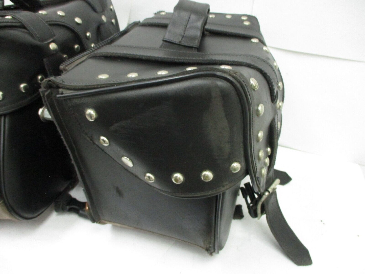 Pair HARLEY DAVIDSON Dyna Leather & Canvas Saddle Touring Saddlebags Multi fit