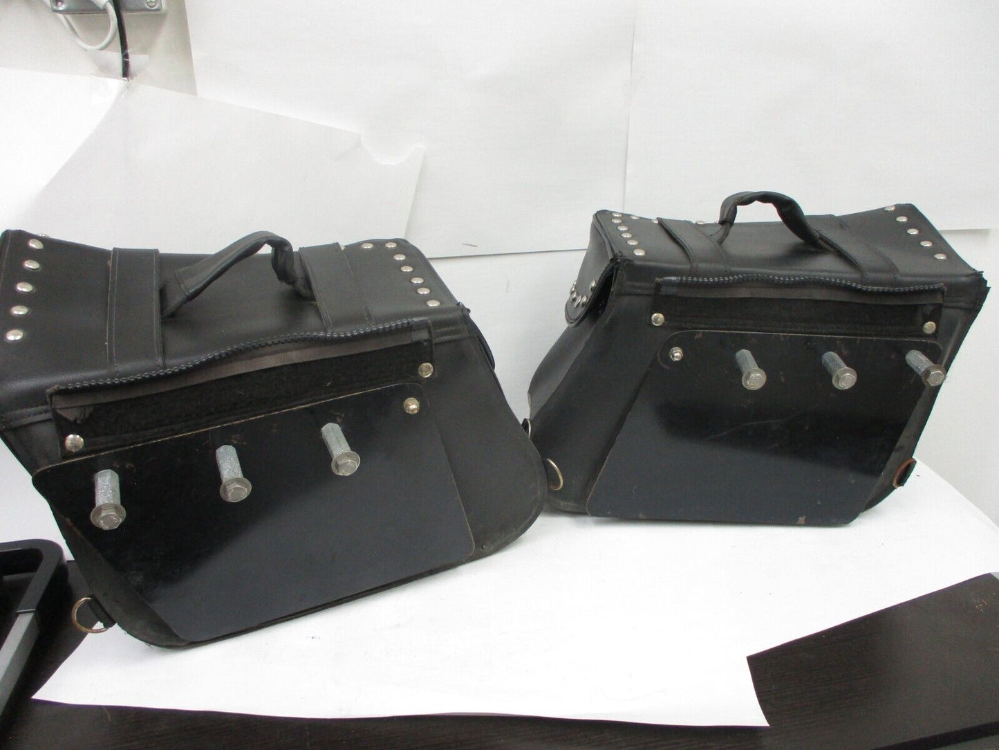 Pair HARLEY DAVIDSON Dyna Leather & Canvas Saddle Touring Saddlebags Multi fit
