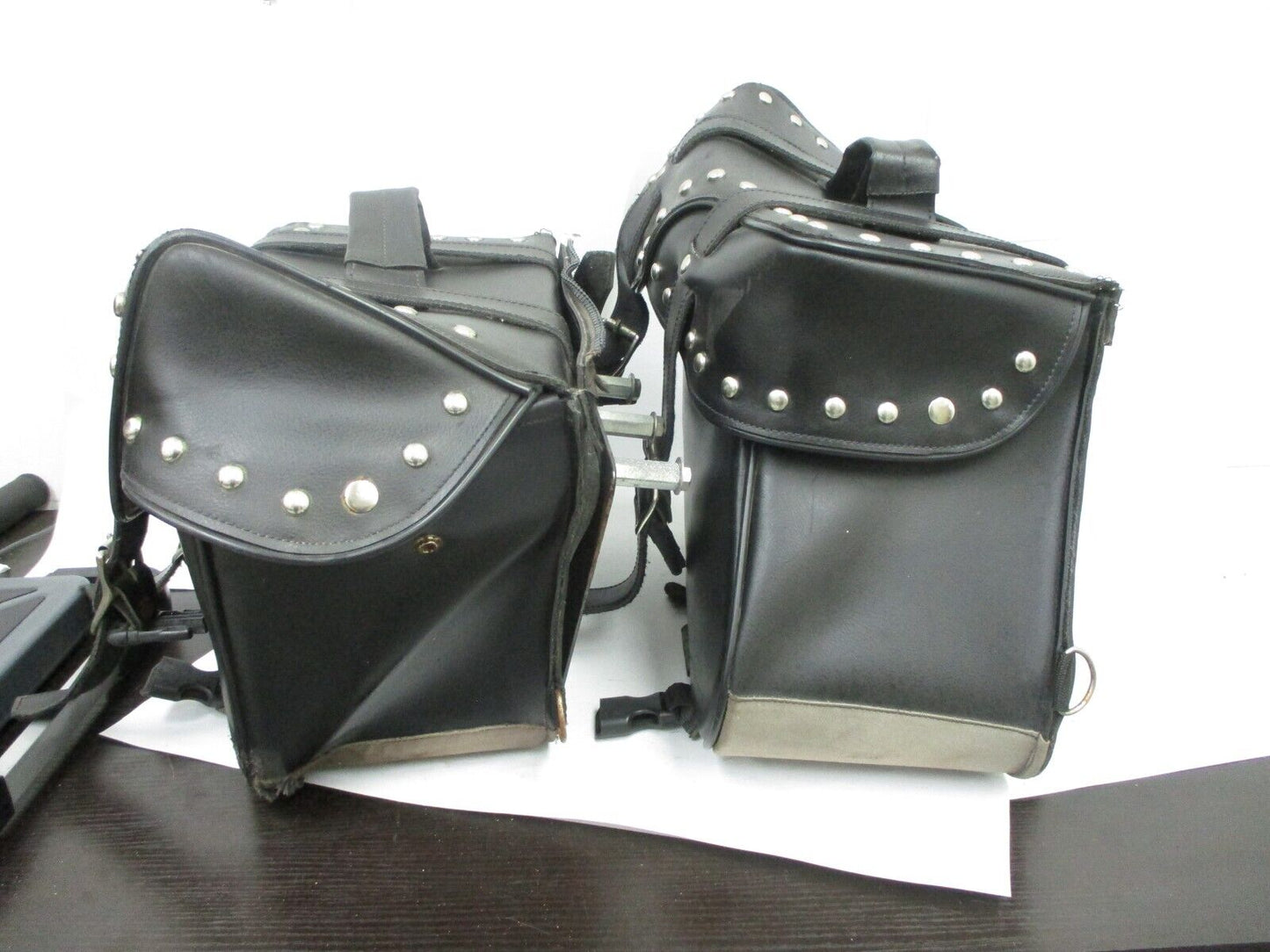 Pair HARLEY DAVIDSON Dyna Leather & Canvas Saddle Touring Saddlebags Multi fit