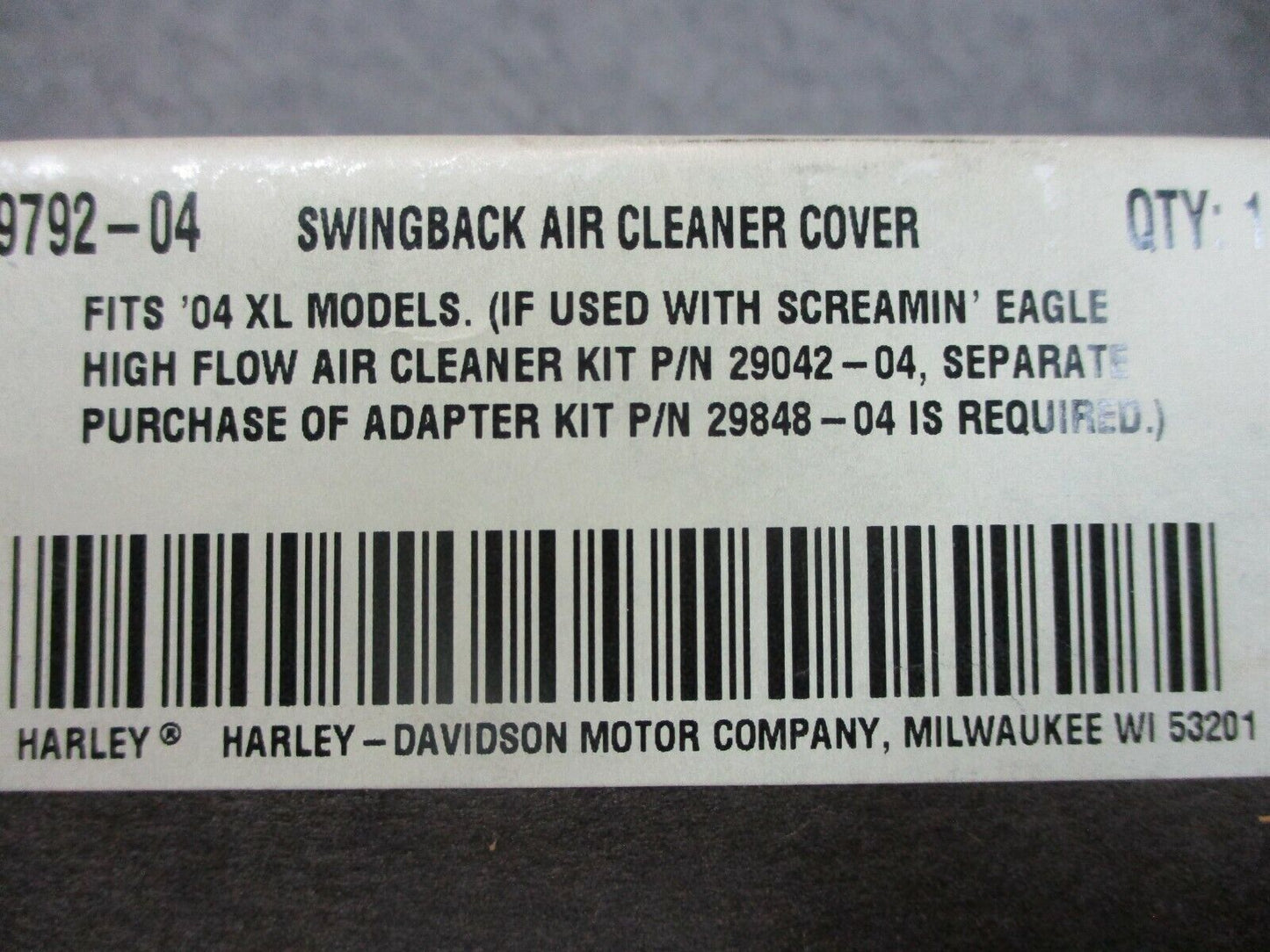 Harley Davidson OEM XL Swing Back Air Cleaner Cover 29792-04