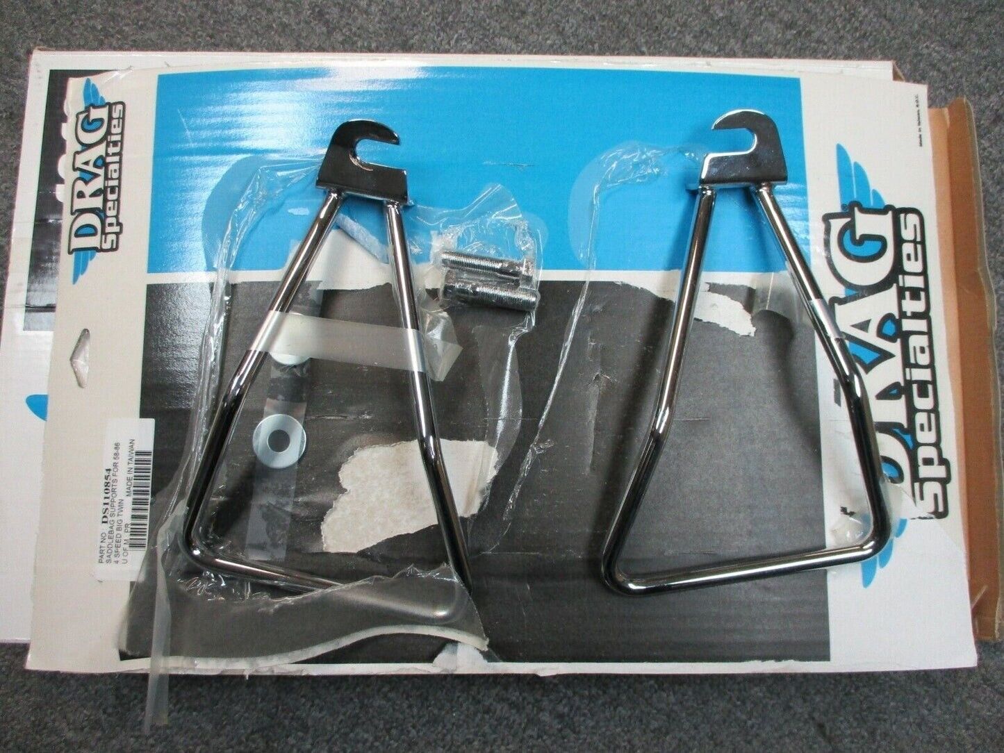 Chrome Saddle Bag Supports 58-86 FLH 4 Speed Drag Specialties DS-110584