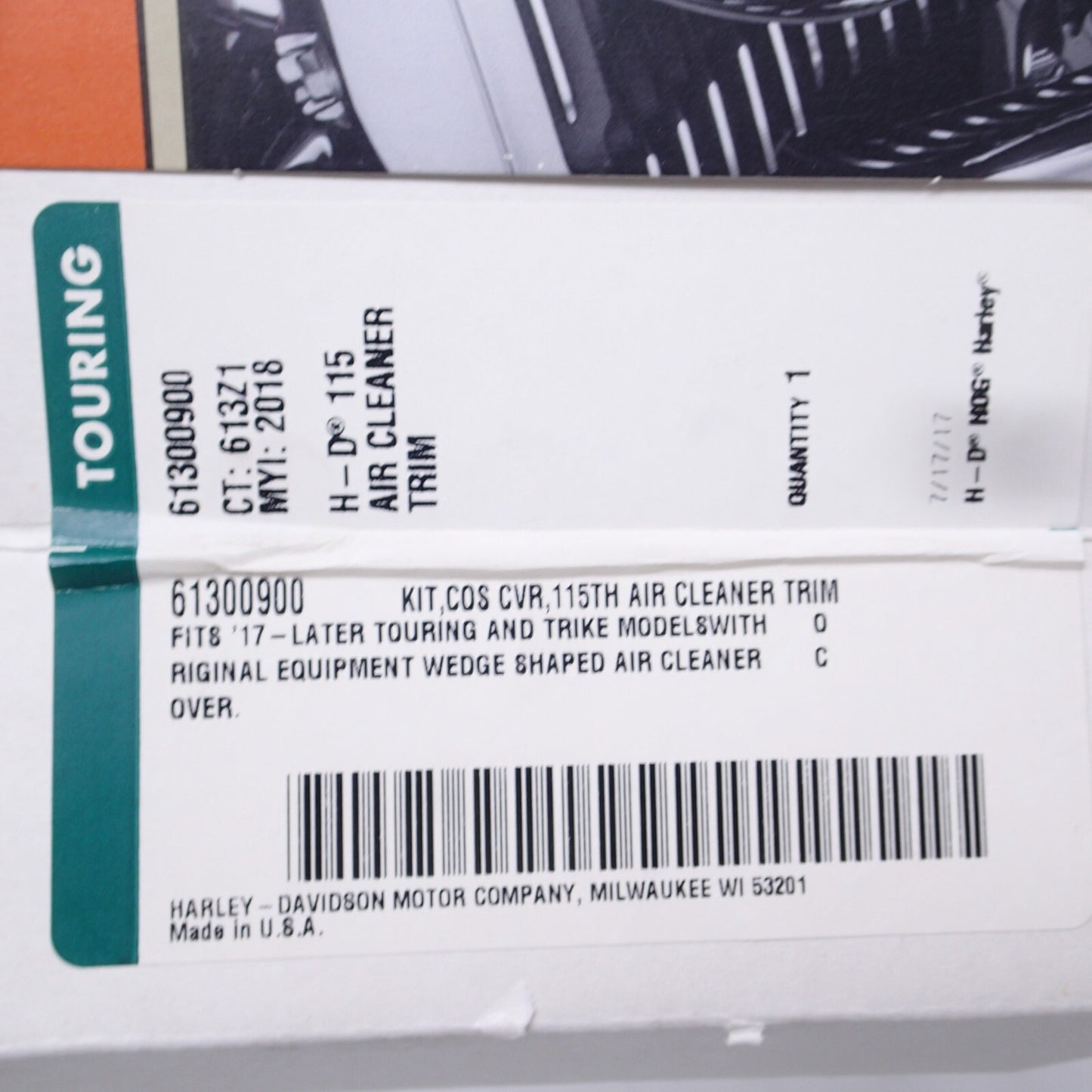 Harley Davidson 115th Anniversary Air Cleaner Trim  -  New - 61300900