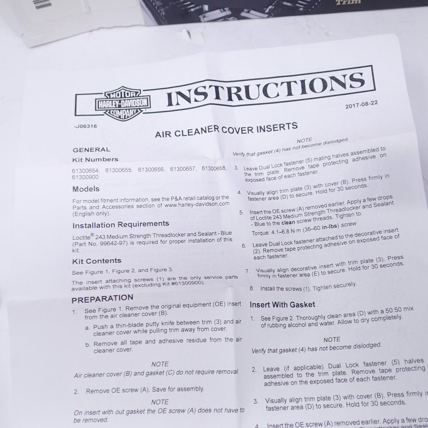 Harley Davidson 115th Anniversary Air Cleaner Trim  -  New - 61300900