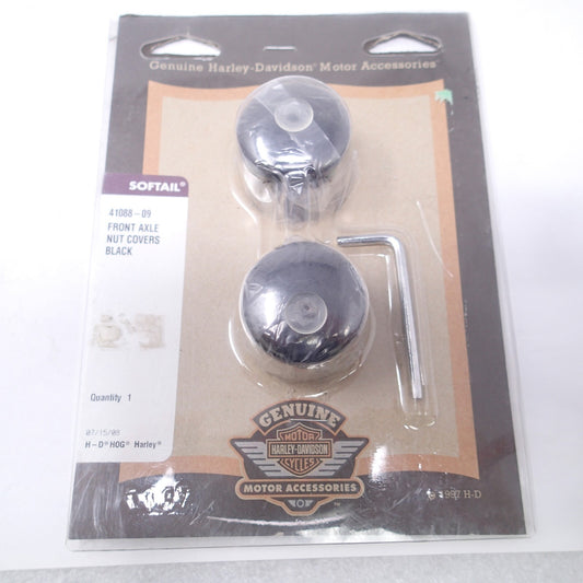 Harley Davidson Front Axle Nut Covers - Black - New - 41088-09