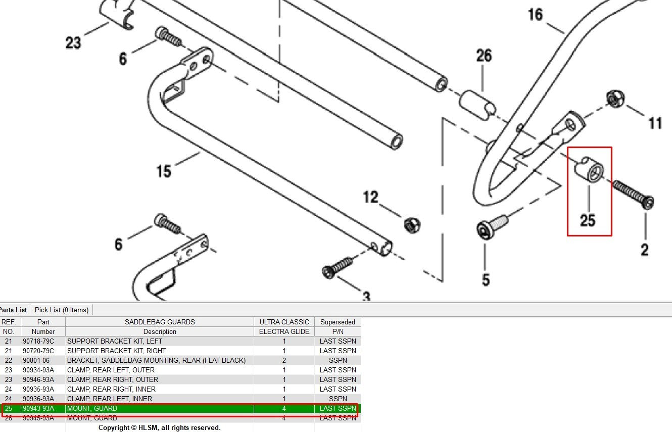 Harley-Davidson FLHTC Electra Glide 99-01 (Carb)Mount guard 90943-93A 1pcs small