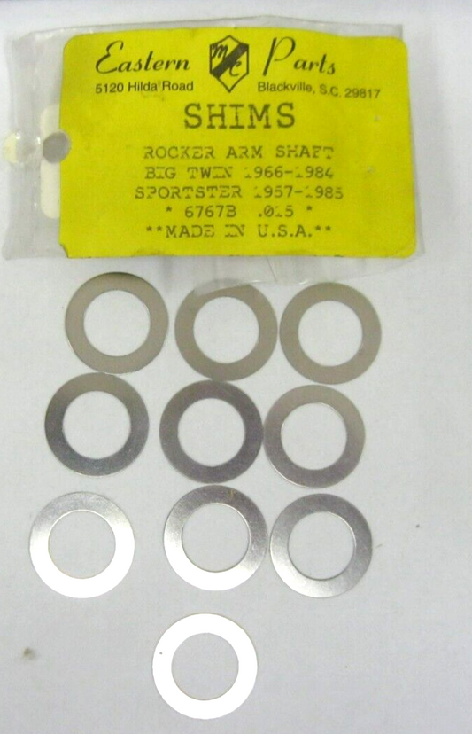 10 Pack of .015" Rocker Shaft Shims for 66-84 Big Twin, 57-85 XL 0927-0008 6767B