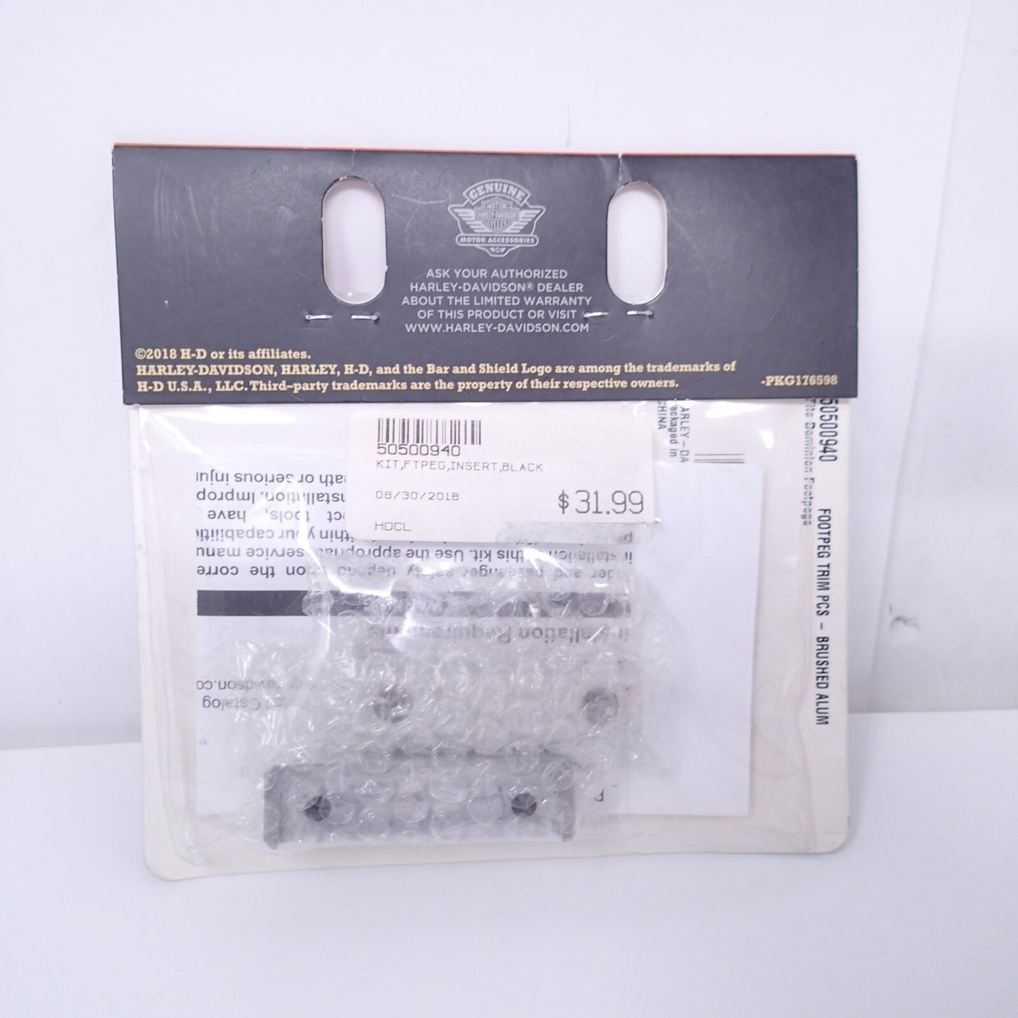 Harley Davidson Dominion Footpeg Trim Pieces New - Brushed Aluminum - 50500940