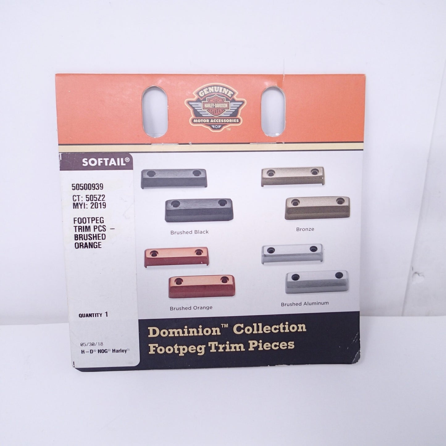 Harley Davidson Dominion Footpeg Trim Pieces New - Brushed Orange - 50500939