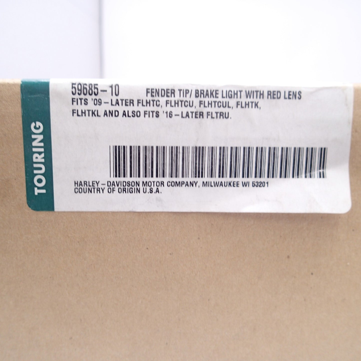 HARLEY DAVIDSON FENDER TIP BRAKE LIGHT - RED LENS - NEW - 59685-10