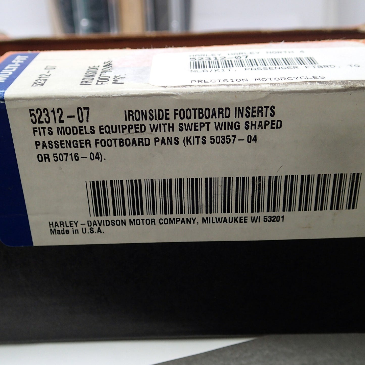 Harley Ironside Passenger Footboard Inserts New - 52312-07