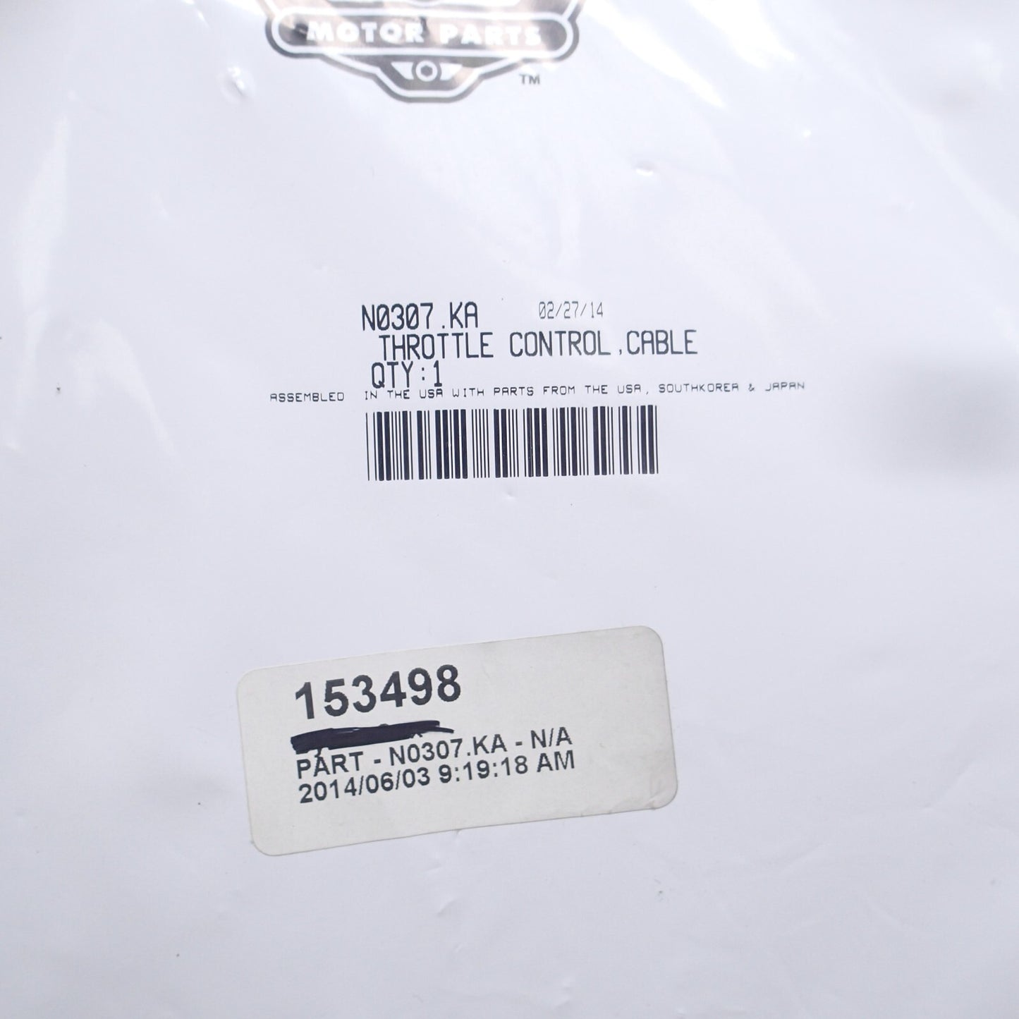 N0307.KA Buell Throttle control Cable 06-07 XB Ulysses Buell Blast 500