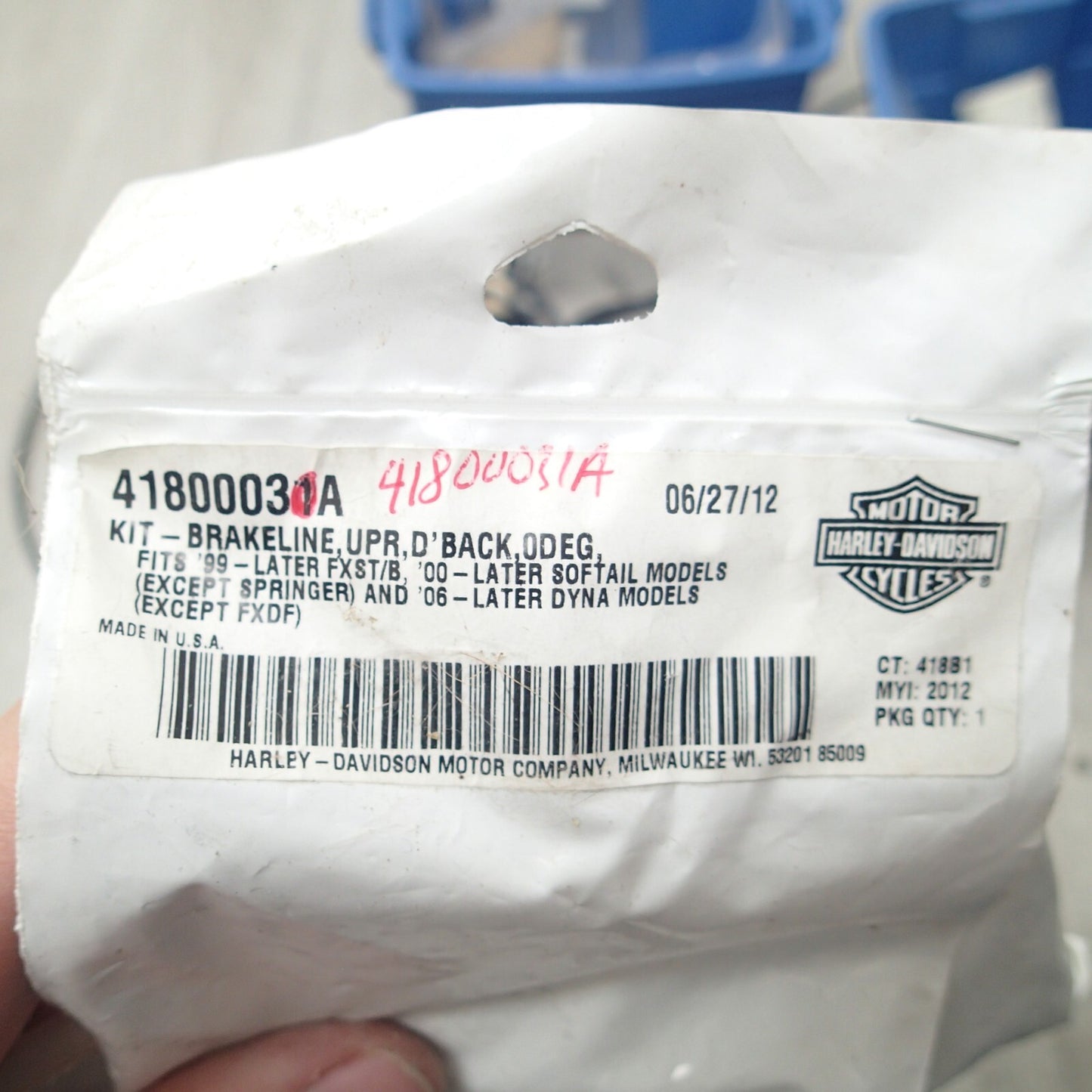 Harley Davidson Upper BRAKELINE Kit Diamondback 0DEG 28IN 41800031A