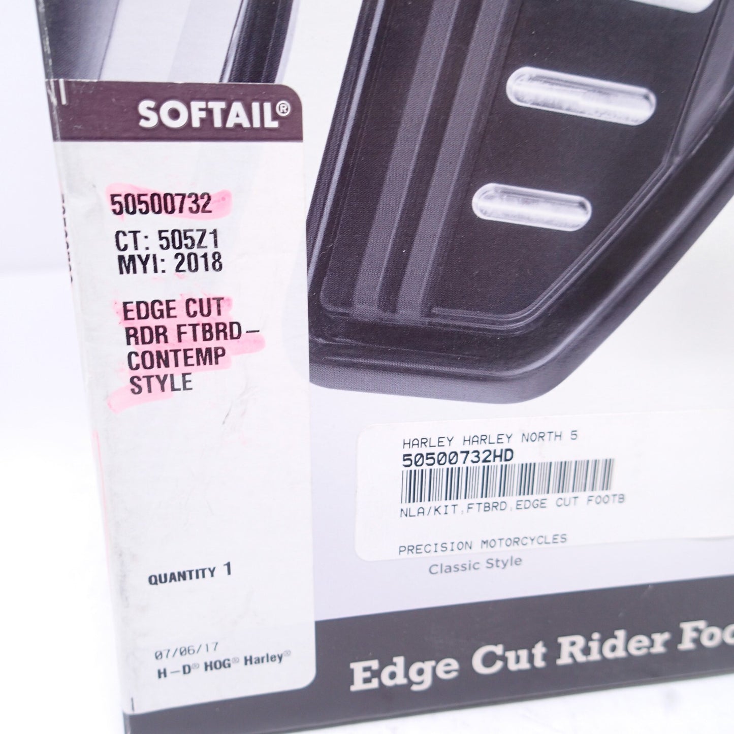 Harley Edge Cut Rider Footboard Insert Kit New - Contemporary Style 50500732