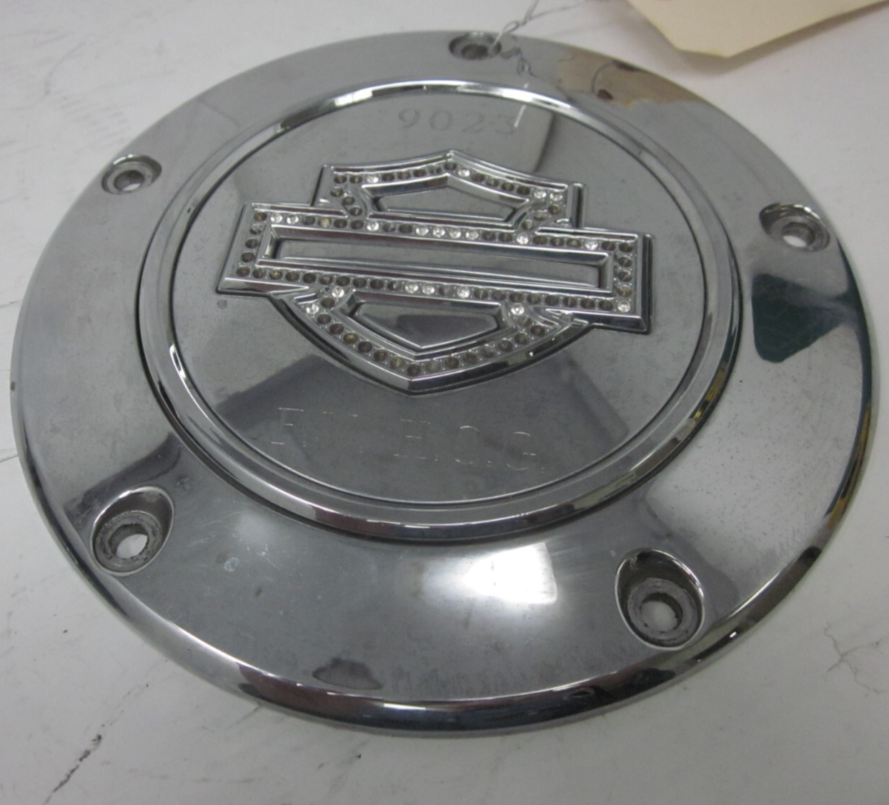 HARLEY Diamond Ice  Twin Rhinestone CLUTCH DERBY INSPECTION COVER 5 hole