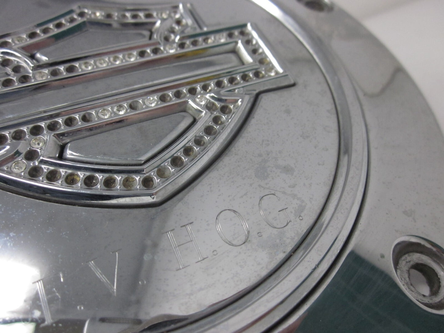 HARLEY Diamond Ice  Twin Rhinestone CLUTCH DERBY INSPECTION COVER 5 hole