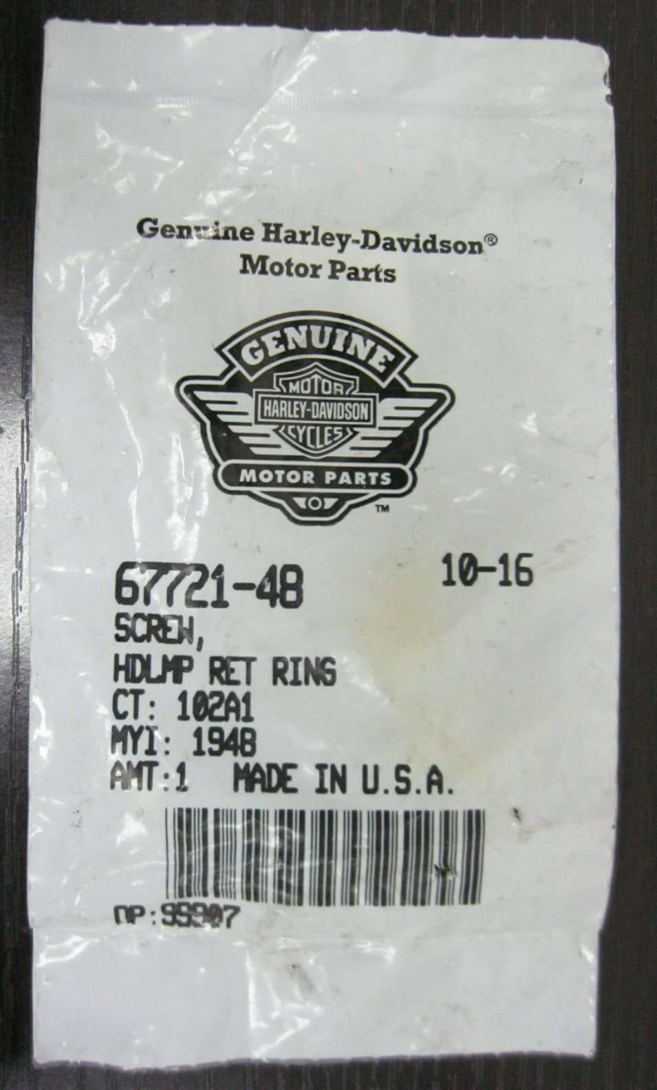 Harley-Davidson OEM 96-24 Touring Headlamp retaining Ring Screw 67721-96