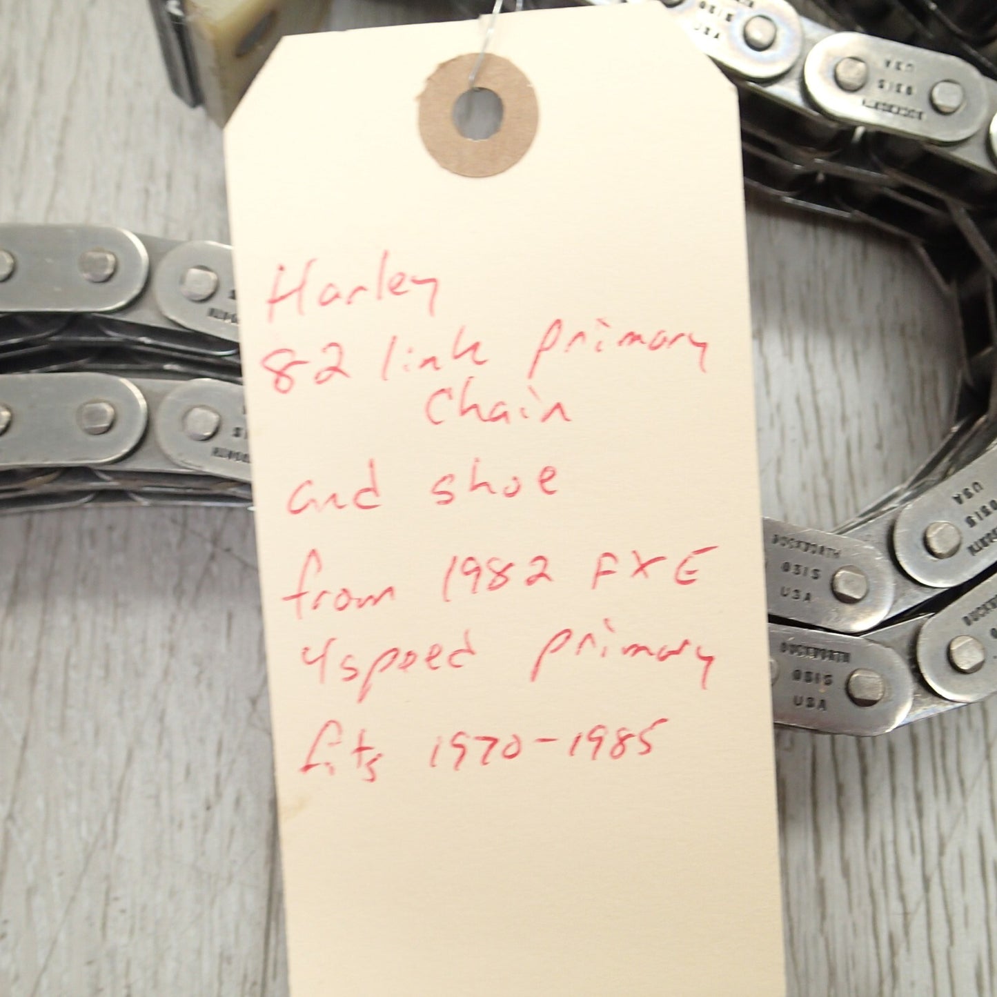 Harley 82 link primary Chain and shoe from 1982 FXE 4 speed primary 1970-1985