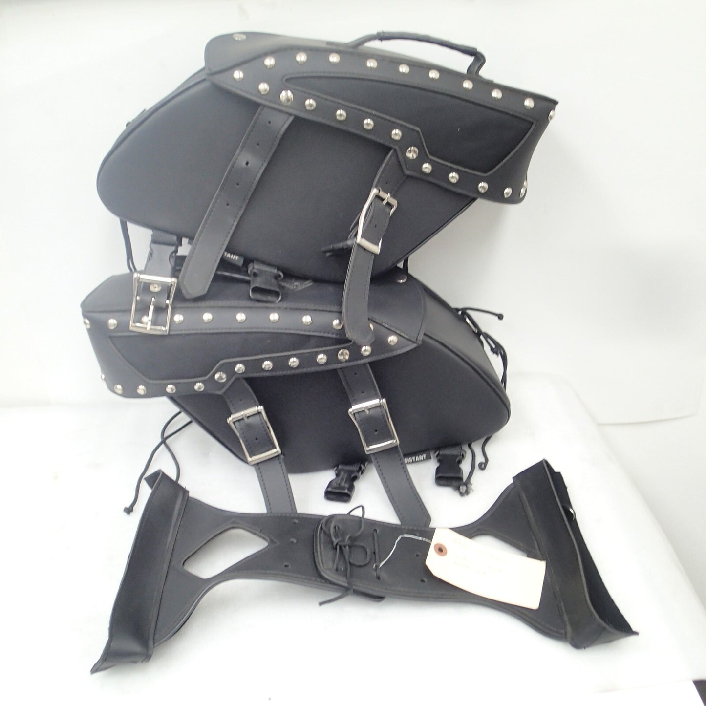 Zip-Of Studded PVC Slanted Throw Over Saddlebag Durable PVC saddle bag