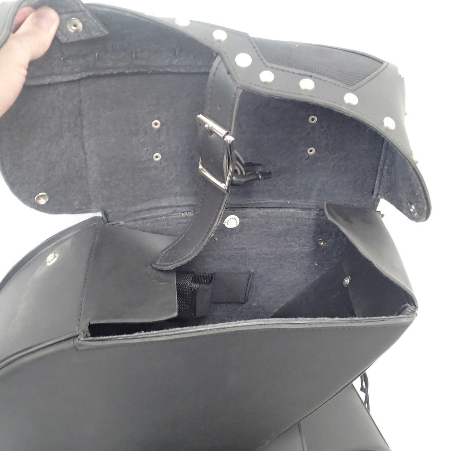 Zip-Of Studded PVC Slanted Throw Over Saddlebag Durable PVC saddle bag