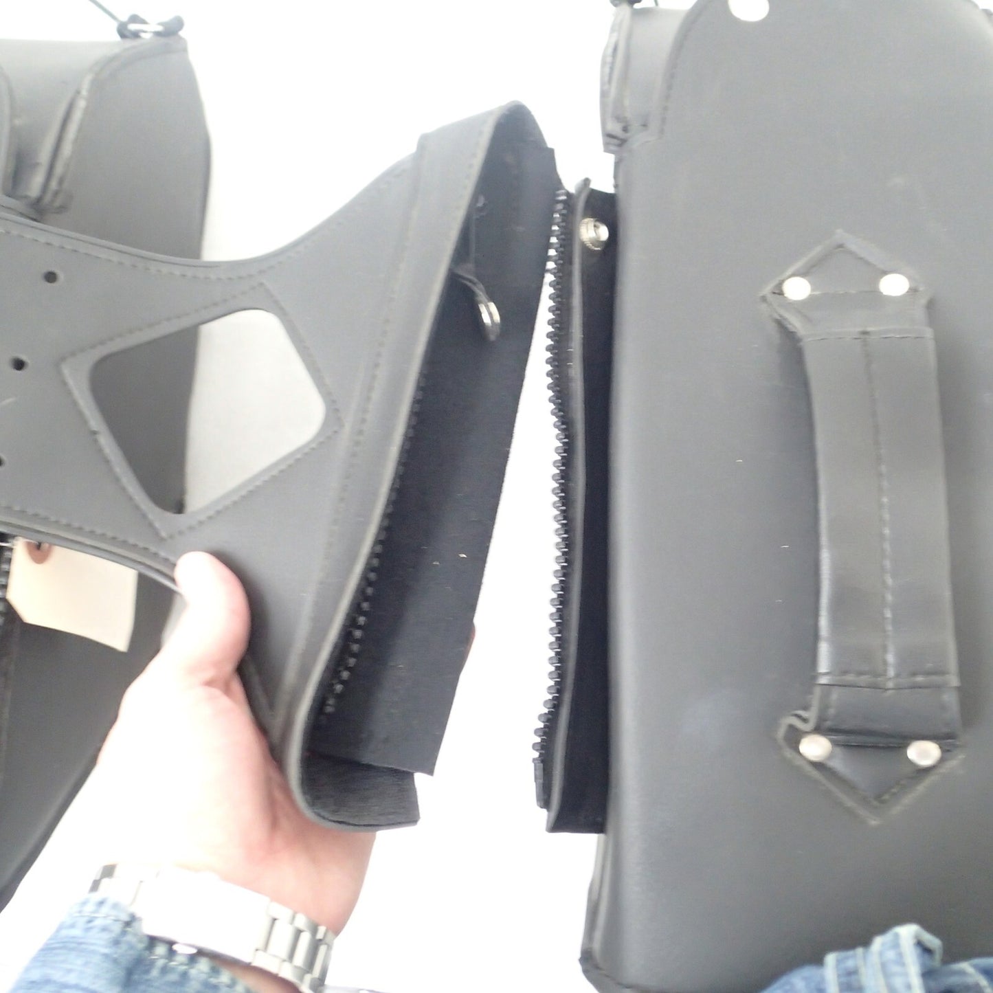 Zip-Of Studded PVC Slanted Throw Over Saddlebag Durable PVC saddle bag