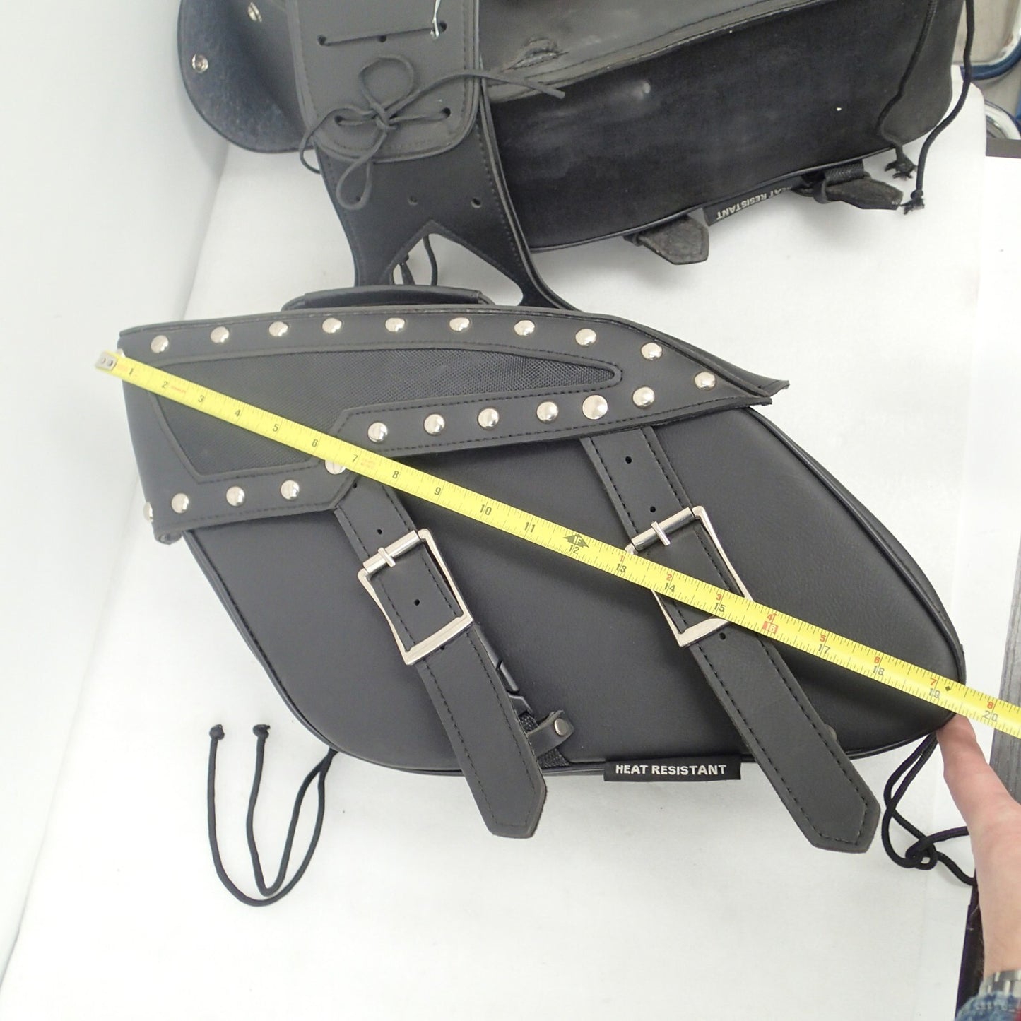 Zip-Of Studded PVC Slanted Throw Over Saddlebag Durable PVC saddle bag