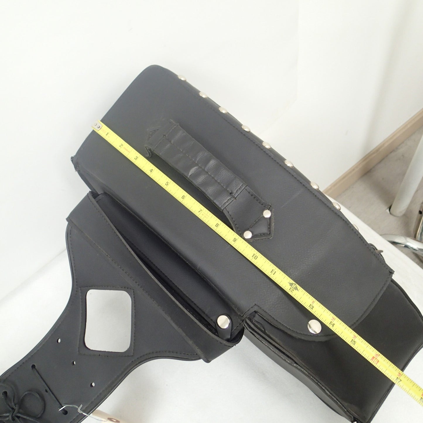 Zip-Of Studded PVC Slanted Throw Over Saddlebag Durable PVC saddle bag