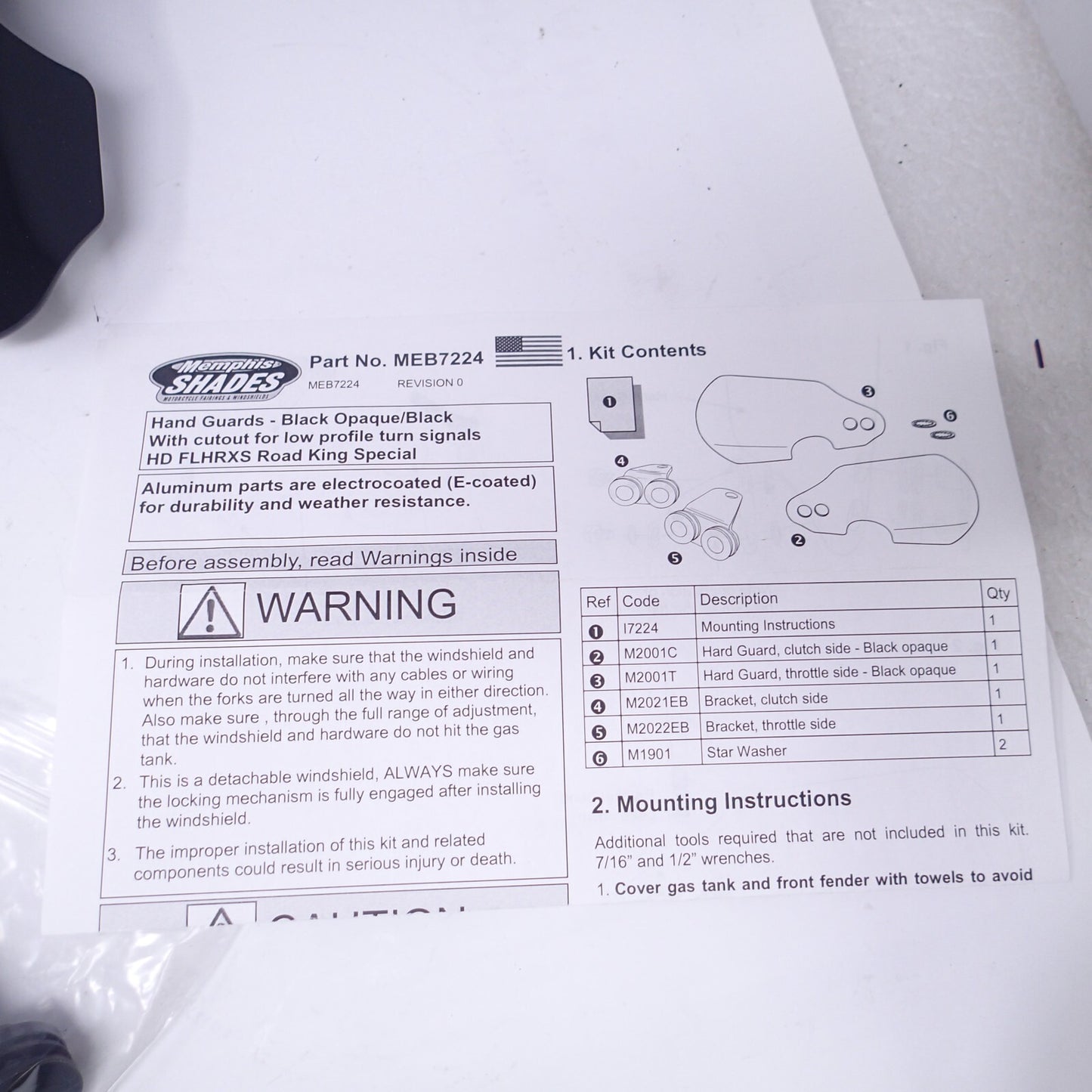 Memphis Shades Black Handguards for FLHRS/XS MEB7224