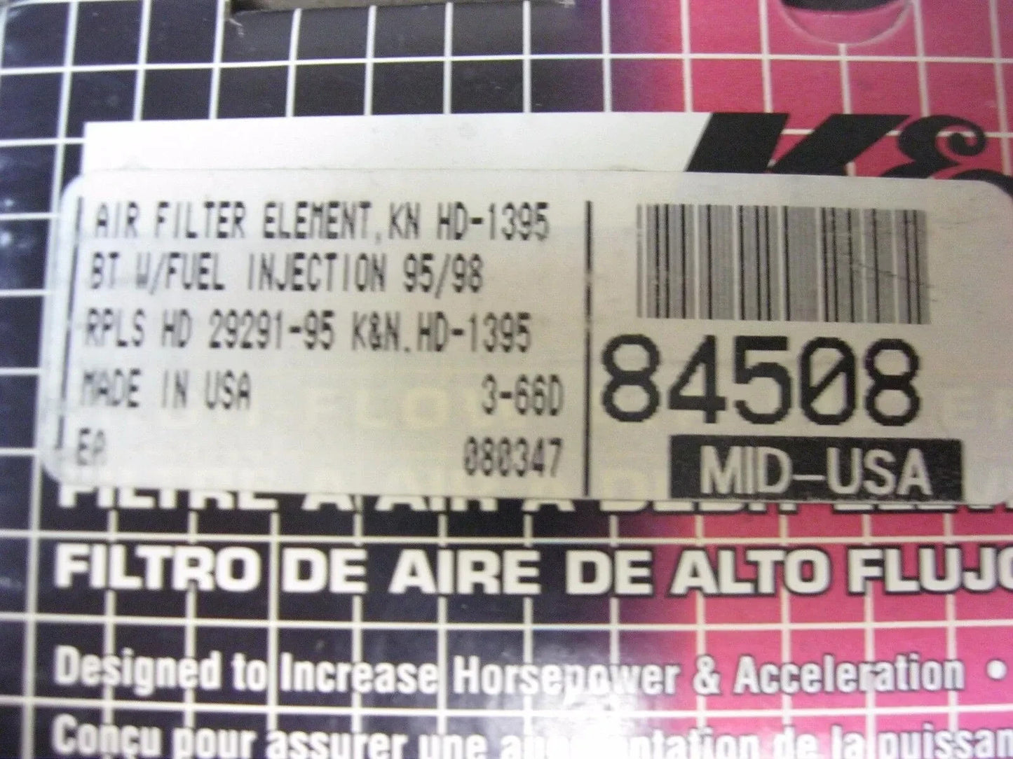 K&N HIGH-FLOW WASHABLE REPLACEMENT AIR FILTER FOR BT W/ FUEL INJECTION HD-1395