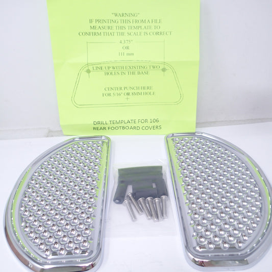 Cycle Smiths Motorcycle Shredder Rear Footboard Covers - Chrome Waffle Rear