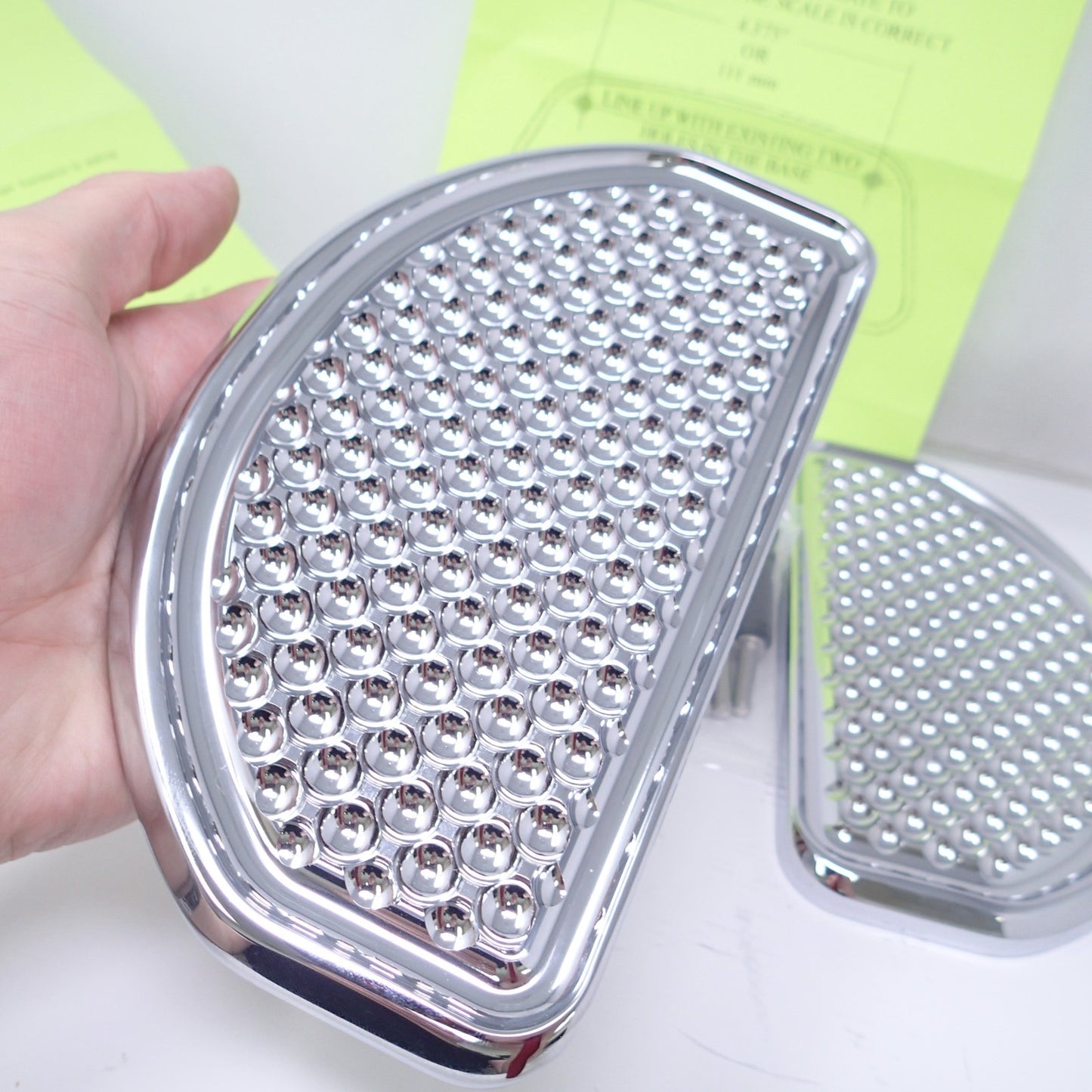 Cycle Smiths Motorcycle Shredder Rear Footboard Covers - Chrome Waffle Rear